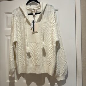 Industry wool blend off white soft Hooded Sweater